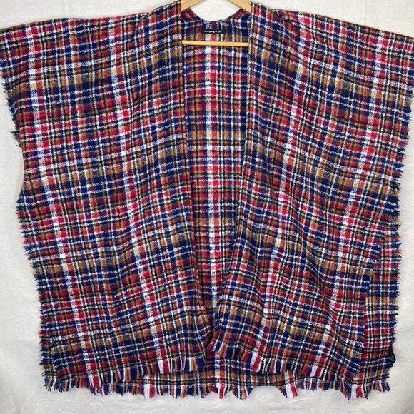 Plaid Poncho Do Everything in Love Anthropologie Women One Size Shawl Wrap Cozy - Picture 1 of 9